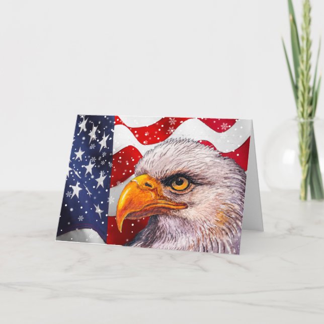 Powerful Bald Eagle Holiday Card (Front)