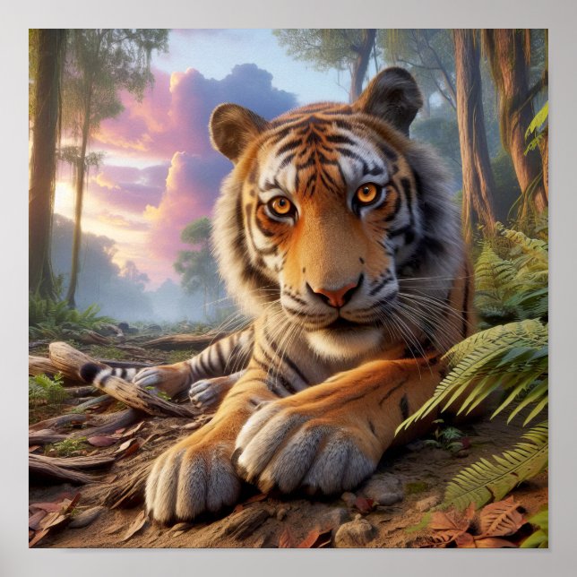 Powerful Bengal Tiger in the Wild Jungle Poster (Front)