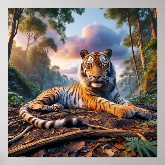 Powerful Bengal Tiger in the Wild Jungle Poster (Front)