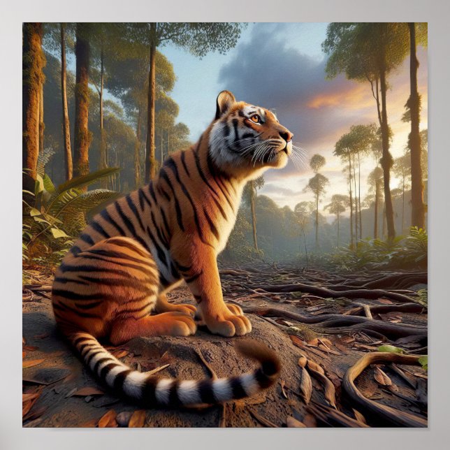 Powerful Bengal Tiger in the Wild Jungle Poster (Front)