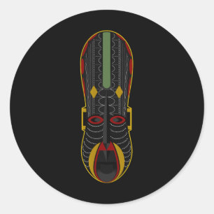 Powerful Black History Month African Mask Classic Round Sticker