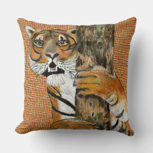 Powerful, Brave, Confident, Beautiful Tiger & Tree Cushion