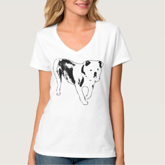 Powerful Bulldog Side View Black and White Art T-Shirt