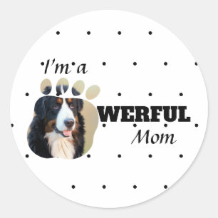 Powerful Cat / Dog Mum text paws add pet's photo Classic Round Sticker