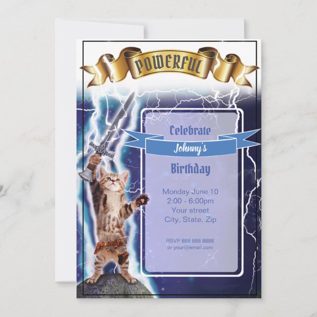 Powerful Cat Invitation (Front)