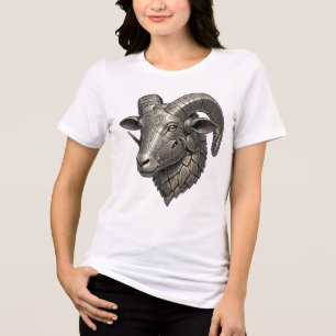 Powerful Celtic Silver Ram Head with Knot Patterns Tri-Blend Shirt
