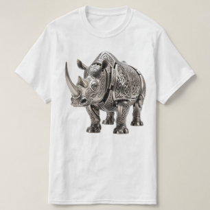 Powerful Celtic Silver Rhino with Intricate Knot P T-Shirt
