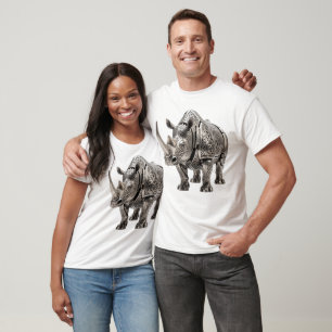 Powerful Celtic Silver Rhino with Intricate Knot P T-Shirt