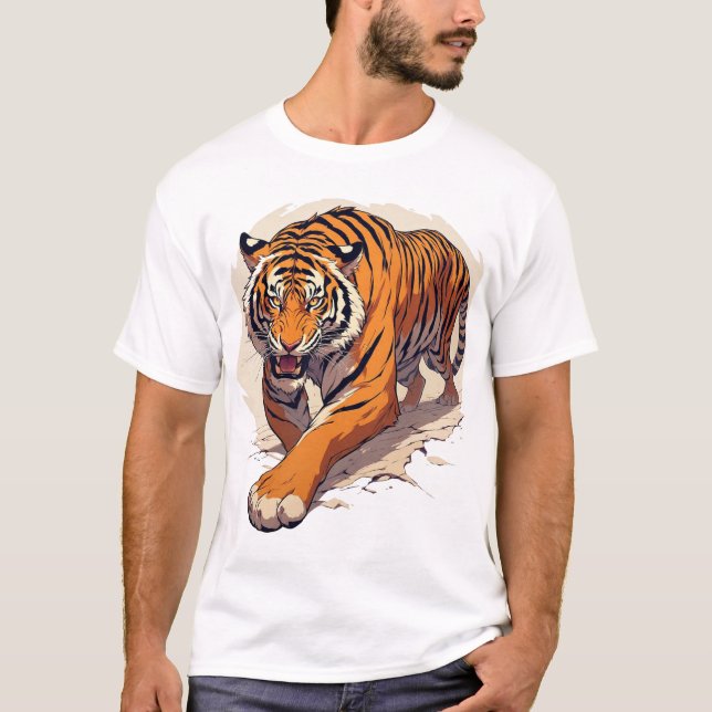 Powerful Charging Tiger T-Shirt (Front)