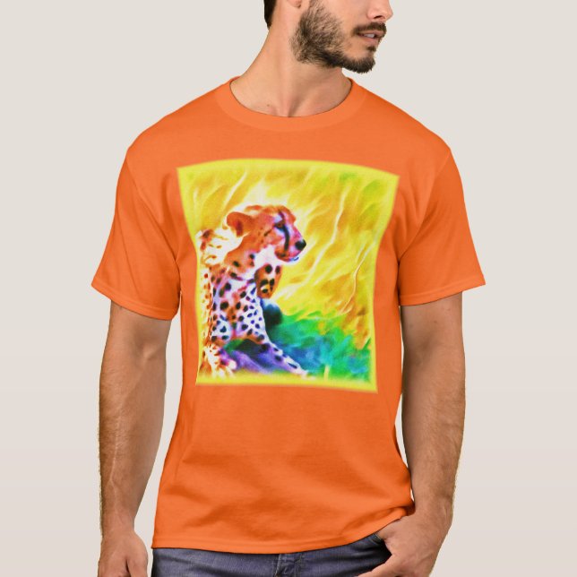 Powerful Cheetah Animal Painting. Buy Now T-Shirt (Front)