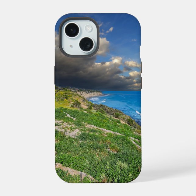 Powerful Clouds over Point Dume iPhone 15 Case (Back)