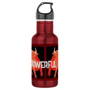 Powerful Custom Name with Bulls Image Red Outdoor  532 Ml Water Bottle