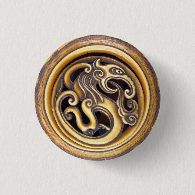 Powerful Dragon Oriental Present Decor Masculine 3 Cm Round Badge (Front)