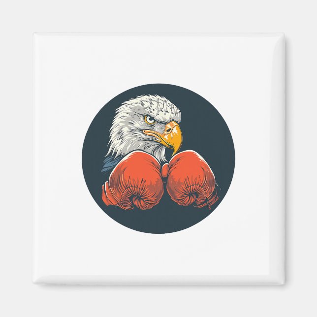 Powerful Eagle With Boxing Gloves For A Dynamic Lo Magnet (Front)