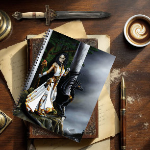 Powerful Fantasy Sorceress Black Dragon Guardian Notebook