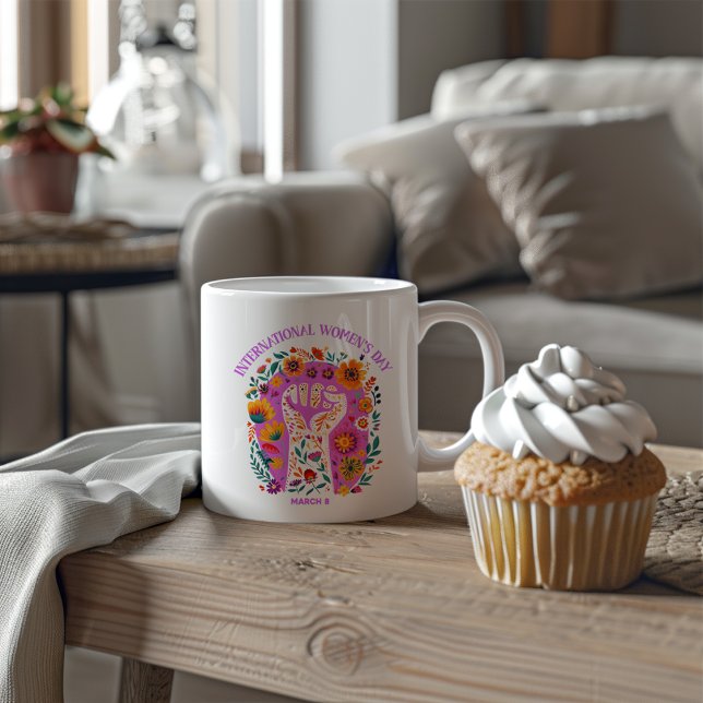 Powerful Floral Fist International Women's Day Coffee Mug (Creator Uploaded)