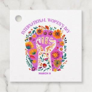 Powerful Floral Fist International Women's Day Favour Tags