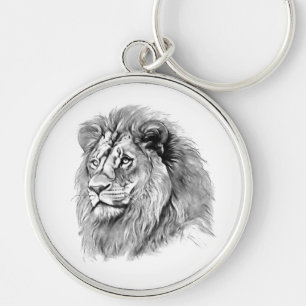 Powerful Lion Portrait Key Ring