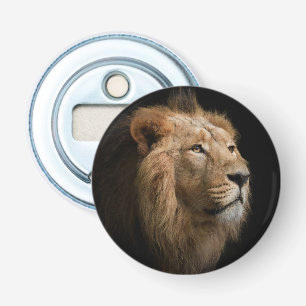 Powerful Lion Portrait with Dark Background Bottle Opener