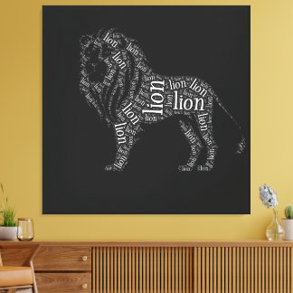 Powerful Lion Typography Design T-Shirt Canvas Print
