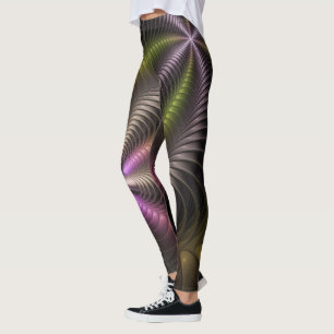 Powerful Movement Colourful Abstract Fractal Art Leggings