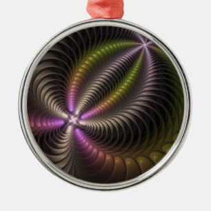 Powerful Movement Colourful Abstract Fractal Art Metal Tree Decoration