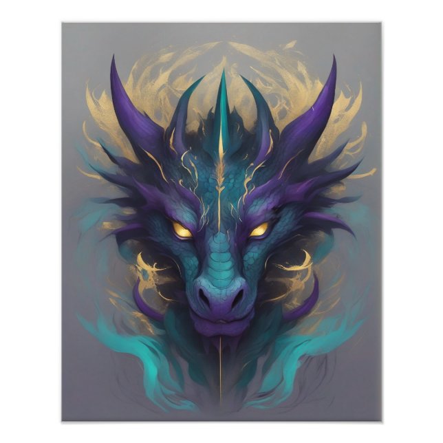 Powerful Mythical Dragon Head Photo Print (Front)
