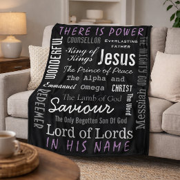 Powerful Name of Jesus Christian Fleece Blanket
