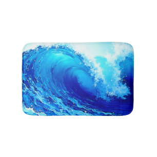 Powerful Ocean Wave Surge Design Bath Mat