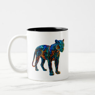Powerful Panther Art Two-Tone Coffee Mug