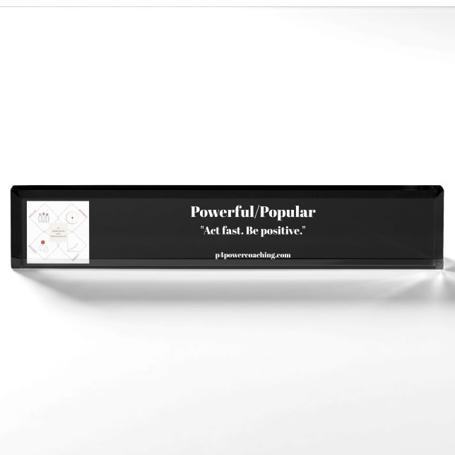 Powerful/Popular Black Acrylic Desk Plaque Nameplate (Front)