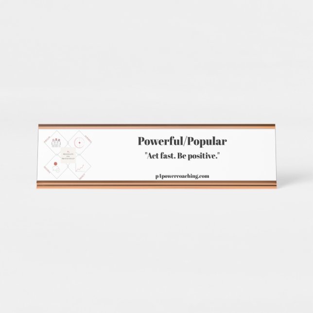 Powerful/Popular Rose Gold Desk Plaque Name Plate (Front)