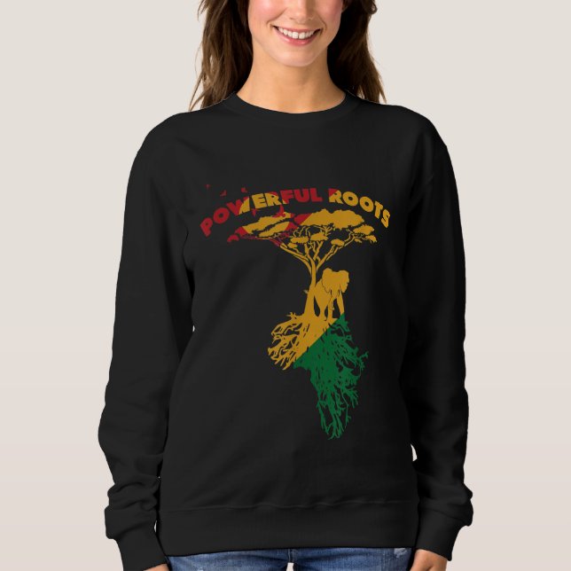 Powerful Roots Afro African American Pride Black P Sweatshirt (Front)