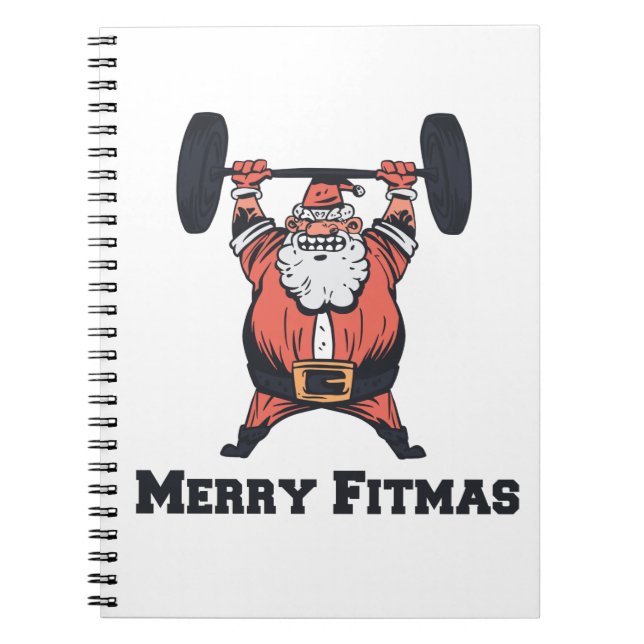 Powerful Santa Claus Weights Lifting Notebook (Front)
