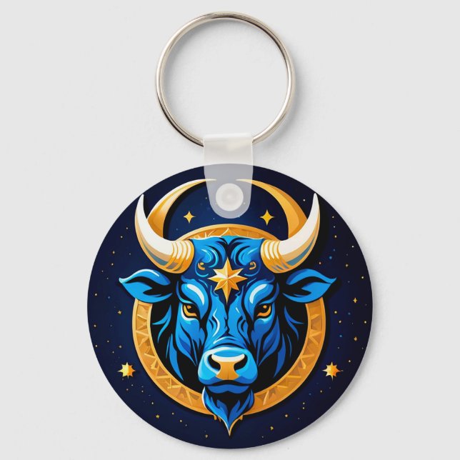 Powerful Taurus Bull For Astrology Lovers Key Ring (Front)