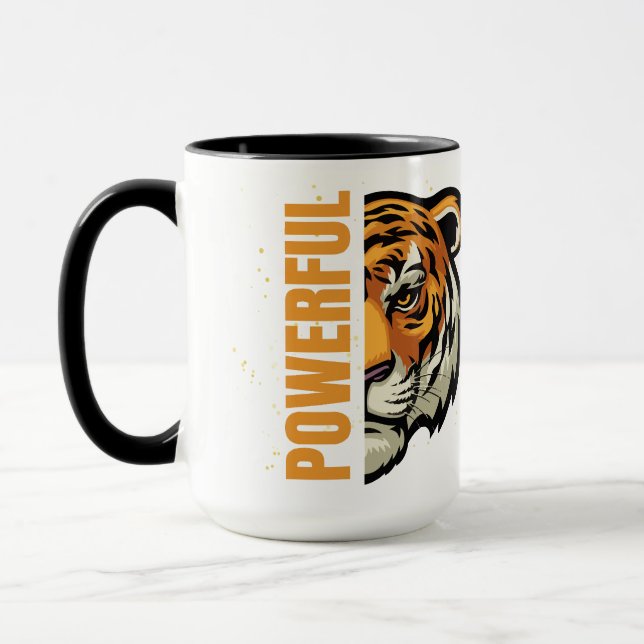 Powerful Tiger Cup with Black Indoor and Hollow (Left)