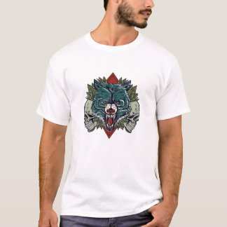 Powerful Wolf Head Skulls Gothic Nature T-Shirt