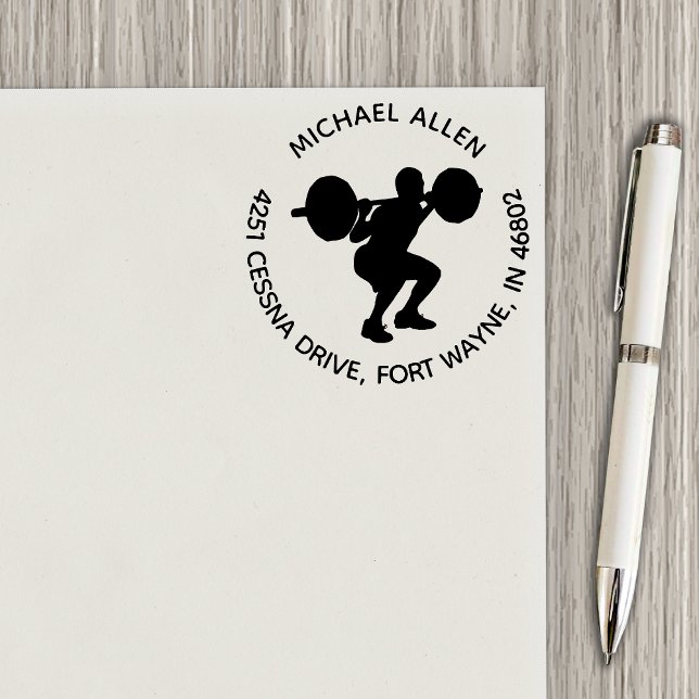 Powerful Workout Silhouette Return Address Rubber Stamp (Creator Uploaded)
