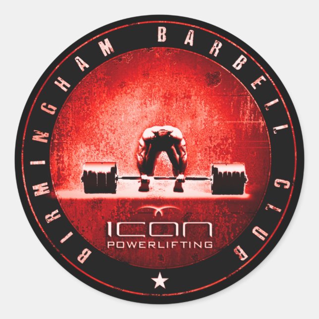 powerlifting classic round sticker (Front)