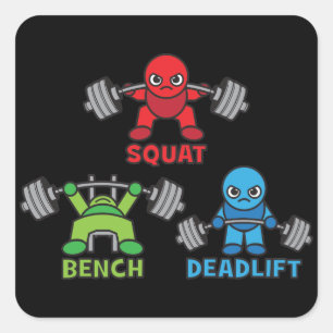 Powerlifting Kawaii - Squat, Bench Press, Deadlift Square Sticker
