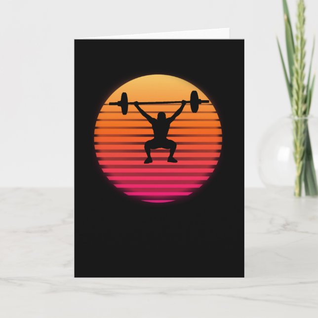 Powerlifting Retro Sunset Bodybuilding Gift Card (Front)