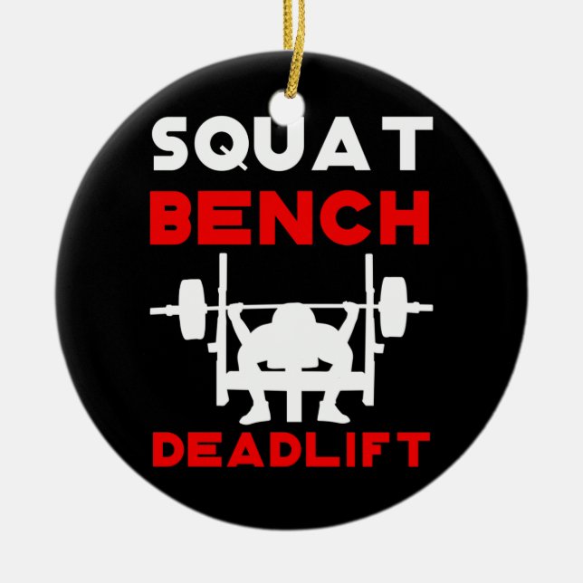 Powerlifting  Squat Bench Deadlift Weightlifting Ceramic Tree Decoration (Front)