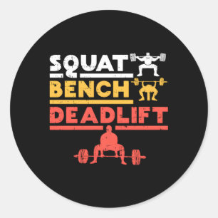 Powerlifting Squat Bench Deadlift Weightlifting Classic Round Sticker