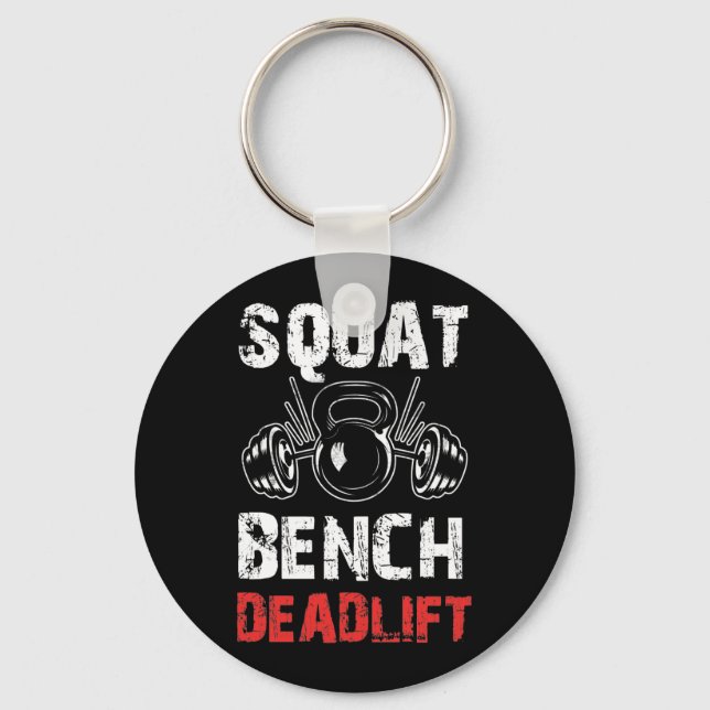 Powerlifting Squat Bench Deadlift Weightlifting Key Ring (Front)