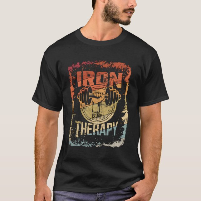Powerlifting Strong Iron Is My Therapy T-Shirt (Front)