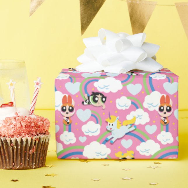 Powerpuff Girls & Donny Rainbow Pattern Wrapping Paper (Birthday Party)