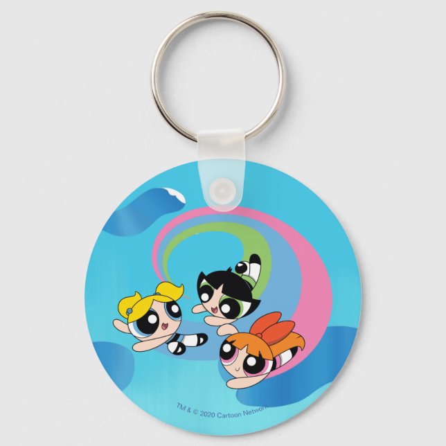Powerpuff Girls Fly Through The Sky Key Ring (Front)