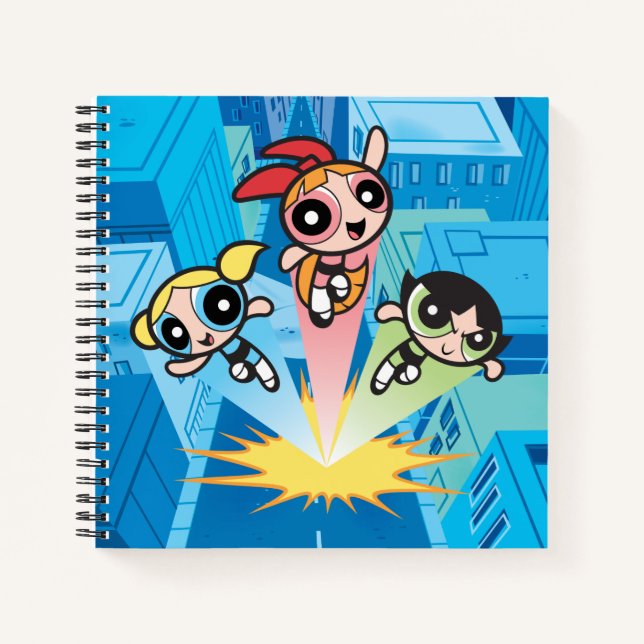 Powerpuff Girls Launch Into The Air Notebook (Front)
