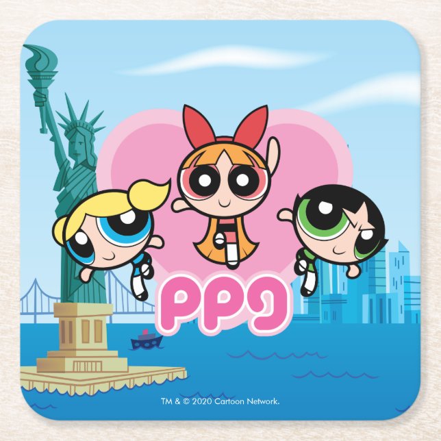 Powerpuff Girls Team Awesome Square Paper Coaster (Front)