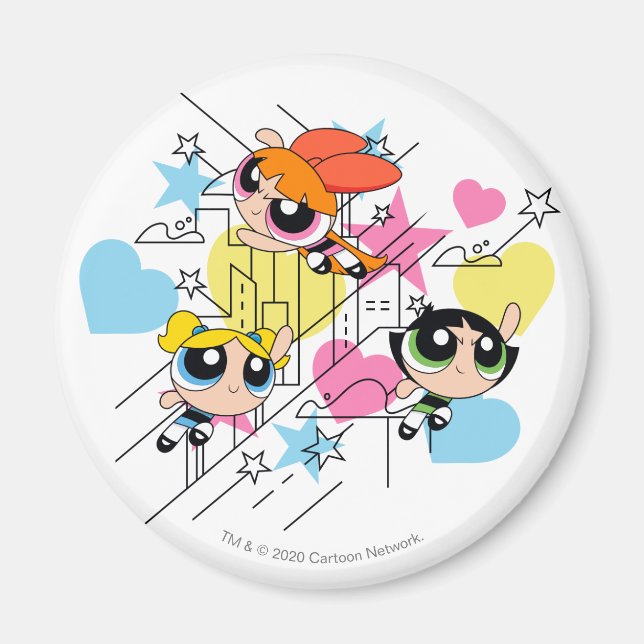 Powerpuff Girls Townsville Pattern Magnet (Front)